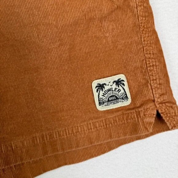 Howler Bros Pressure Drop Cord Shorts Mens 34 Orange Corduroy Stretch Drawstring - Picture 5 of 10